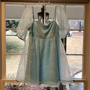 Light blue babydoll dress.